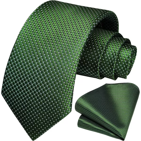 HISDERN Ties for Men Silk Extra Long Tie and Pocket Square Classic Plaid Checkered 63 inches Men's Neckties Business
