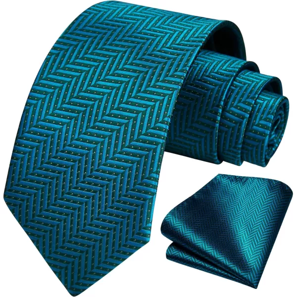 HISDERN Ties for Men Silk Extra Long Tie and Pocket Square Classic Plaid Checkered 63 inches Men's Neckties Business