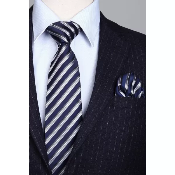 HISDERN Ties for Men Silk Extra Long Tie and Pocket Square Classic Plaid Checkered 63 inches Men's Neckties Business