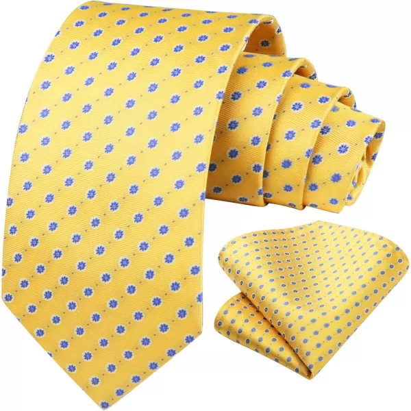HISDERN Ties for Men Silk Extra Long Tie and Pocket Square Classic Plaid Checkered 63 inches Men's Neckties Business