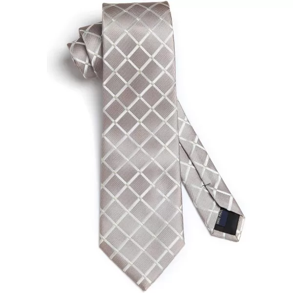 HISDERN Ties for Men Silk Extra Long Tie and Pocket Square Classic Plaid Checkered 63 inches Men's Neckties Business