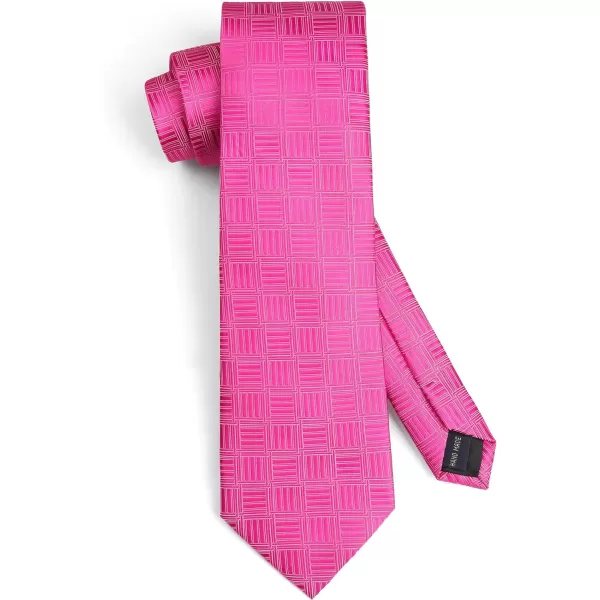 HISDERN Ties for Men Silk Extra Long Tie and Pocket Square Classic Plaid Checkered 63 inches Men's Neckties Business