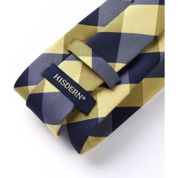 HISDERN Ties for Men Silk Extra Long Tie and Pocket Square Classic Plaid Checkered 63 inches Men's Neckties Business