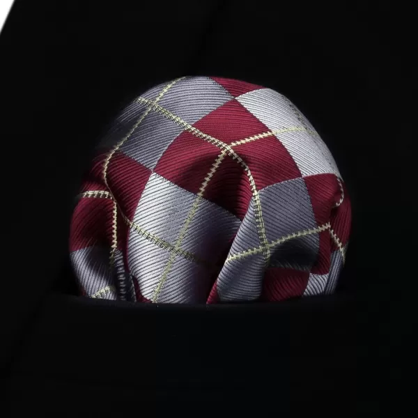 HISDERN Ties for Men Silk Extra Long Tie and Pocket Square Classic Plaid Checkered 63 inches Men's Neckties Business