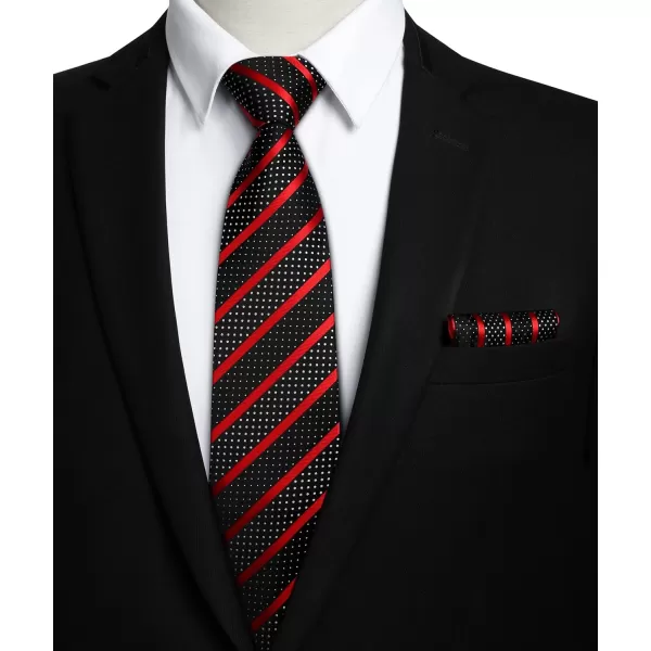 HISDERN Ties for Men Silk Extra Long Tie and Pocket Square Classic Plaid Checkered 63 inches Men's Neckties Business