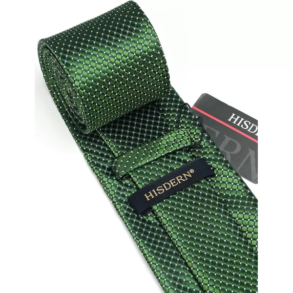 HISDERN Ties for Men Silk Extra Long Tie and Pocket Square Classic Plaid Checkered 63 inches Men's Neckties Business
