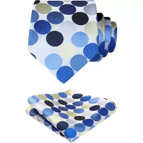 HISDERN Ties for Men Silk Extra Long Tie and Pocket Square Classic Plaid Checkered 63 inches Men's Neckties Business