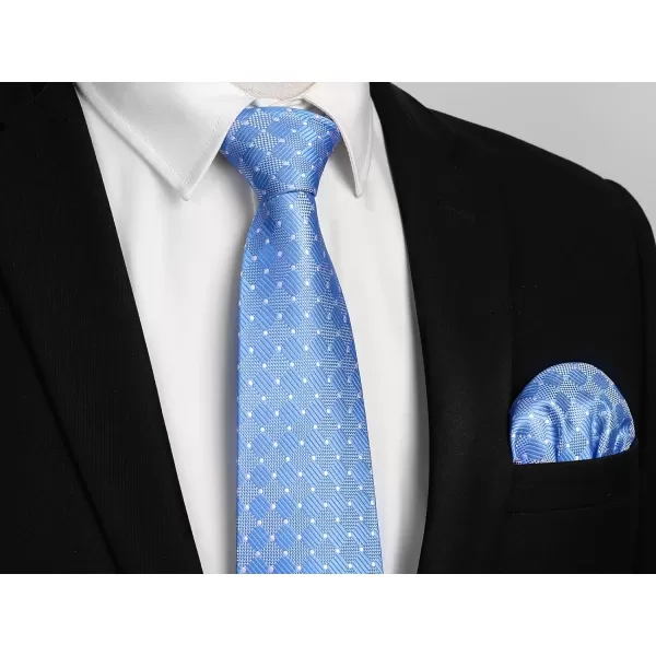 HISDERN Ties for Men Silk Extra Long Tie and Pocket Square Classic Plaid Checkered 63 inches Men's Neckties Business