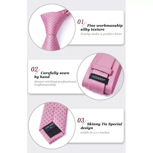 HISDERN Ties for Men Silk Extra Long Tie and Pocket Square Classic Plaid Checkered 63 inches Men's Neckties Business