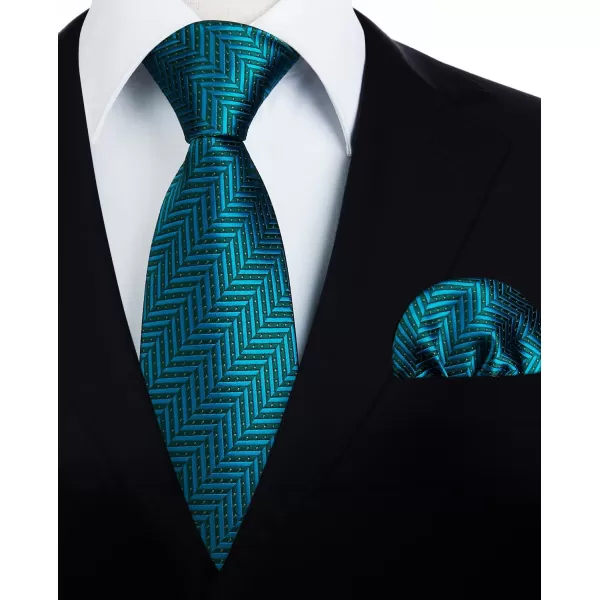 HISDERN Ties for Men Silk Extra Long Tie and Pocket Square Classic Plaid Checkered 63 inches Men's Neckties Business