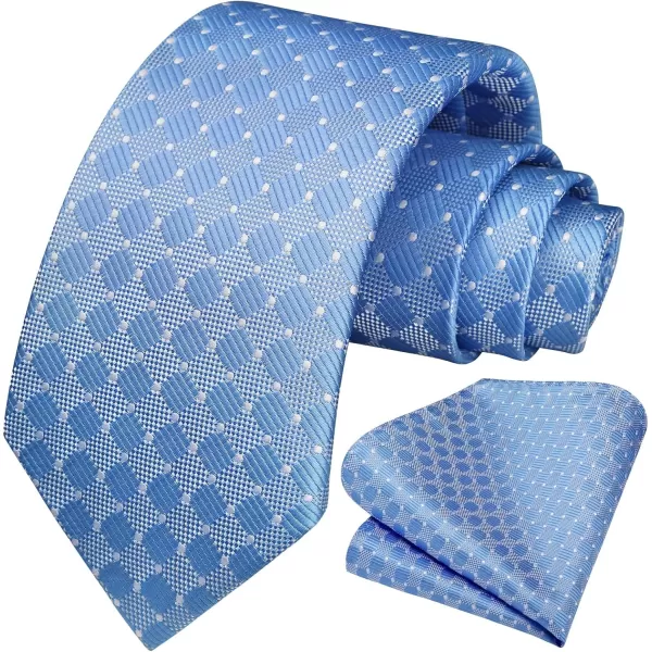 HISDERN Ties for Men Silk Extra Long Tie and Pocket Square Classic Plaid Checkered 63 inches Men's Neckties Business