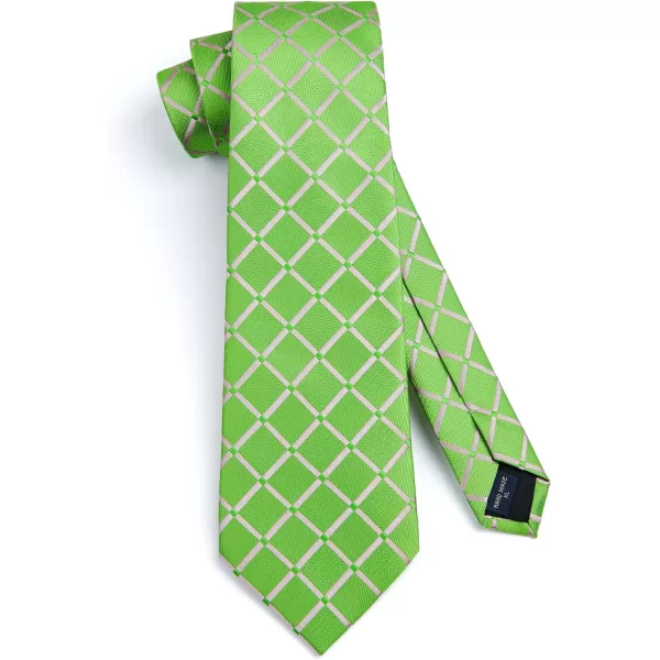 HISDERN Ties for Men Silk Extra Long Tie and Pocket Square Classic Plaid Checkered 63 inches Men's Neckties Business