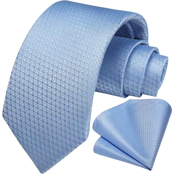 HISDERN Ties for Men Silk Extra Long Tie and Pocket Square Classic Plaid Checkered 63 inches Men's Neckties Business