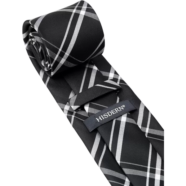 HISDERN Ties for Men Silk Extra Long Tie and Pocket Square Classic Plaid Checkered 63 inches Men's Neckties Business