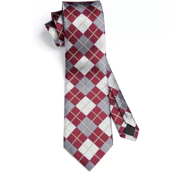 HISDERN Ties for Men Silk Extra Long Tie and Pocket Square Classic Plaid Checkered 63 inches Men's Neckties Business