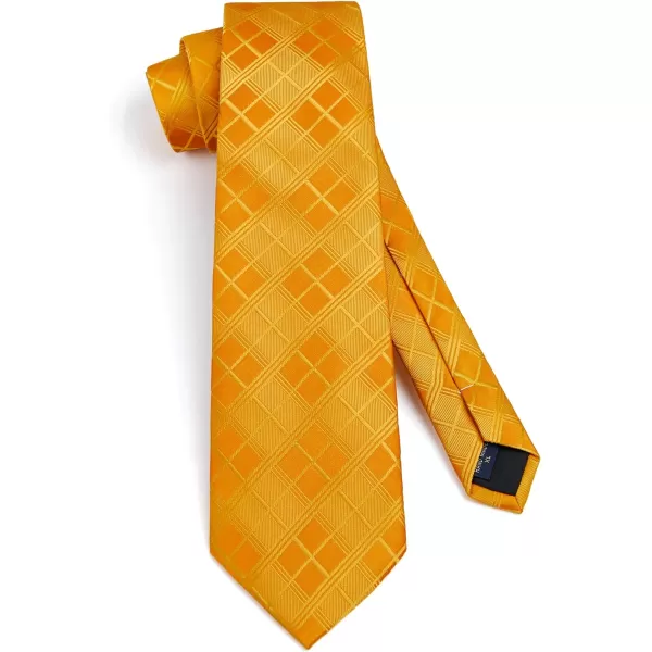 HISDERN Ties for Men Silk Extra Long Tie and Pocket Square Classic Plaid Checkered 63 inches Men's Neckties Business