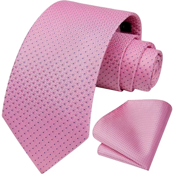 HISDERN Ties for Men Silk Extra Long Tie and Pocket Square Classic Plaid Checkered 63 inches Men's Neckties Business