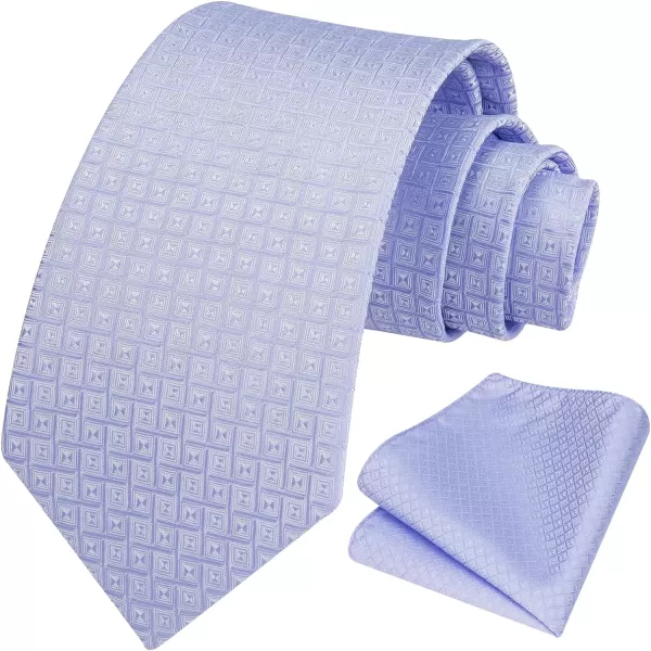 HISDERN Ties for Men Silk Extra Long Tie and Pocket Square Classic Plaid Checkered 63 inches Men's Neckties Business