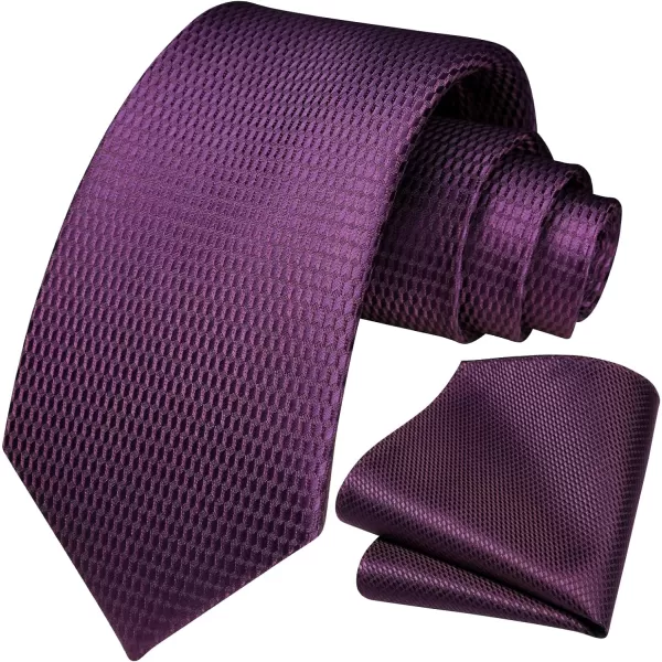 HISDERN Ties for Men Solid Houndstooth Neckties Handkerchief Formal Business Tie &amp; Pocket Square Set Wedding Party