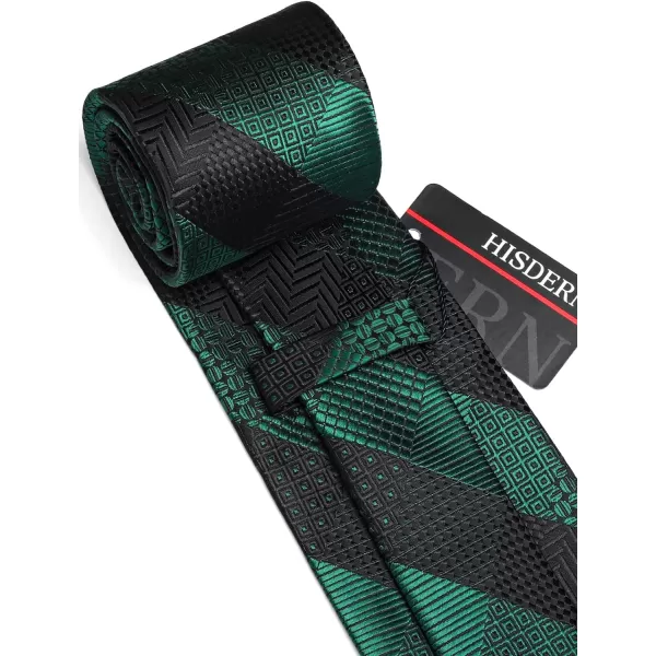 HISDERN Ties for Men Solid Houndstooth Neckties Handkerchief Formal Business Tie &amp; Pocket Square Set Wedding Party