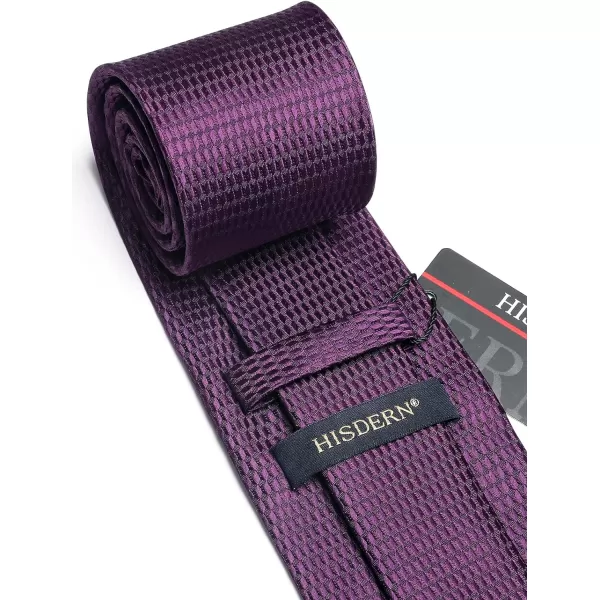 HISDERN Ties for Men Solid Houndstooth Neckties Handkerchief Formal Business Tie &amp; Pocket Square Set Wedding Party