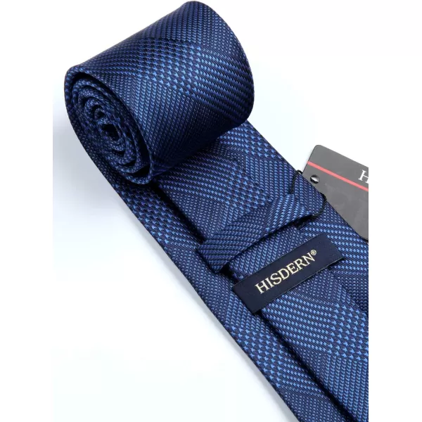 HISDERN Ties for Men Solid Houndstooth Neckties Handkerchief Formal Business Tie &amp; Pocket Square Set Wedding Party