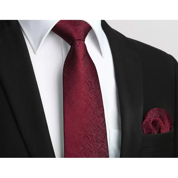 HISDERN Ties for Men Solid Houndstooth Neckties Handkerchief Formal Business Tie &amp; Pocket Square Set Wedding Party