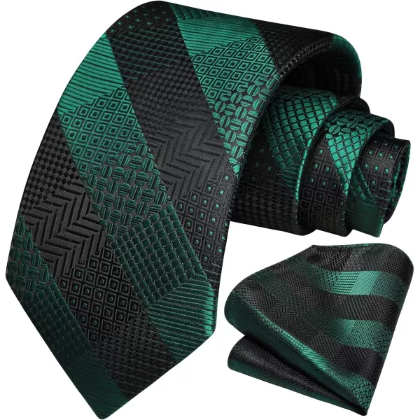 HISDERN Ties for Men Solid Houndstooth Neckties Handkerchief Formal Business Tie &amp; Pocket Square Set Wedding Party