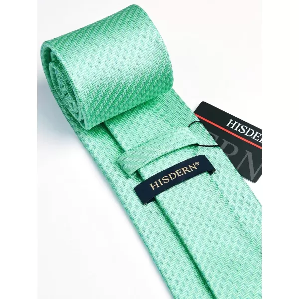 HISDERN Ties for Men Solid Houndstooth Neckties Handkerchief Formal Business Tie &amp; Pocket Square Set Wedding Party