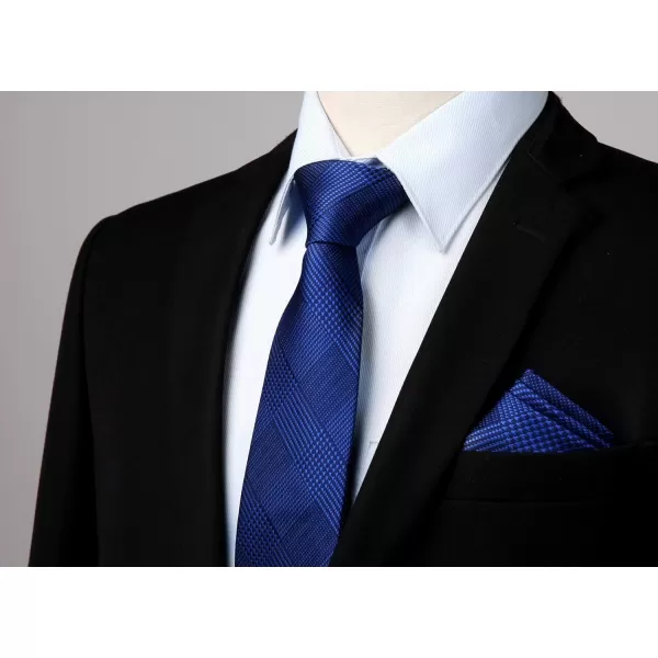 HISDERN Ties for Men Solid Houndstooth Neckties Handkerchief Formal Business Tie &amp; Pocket Square Set Wedding Party