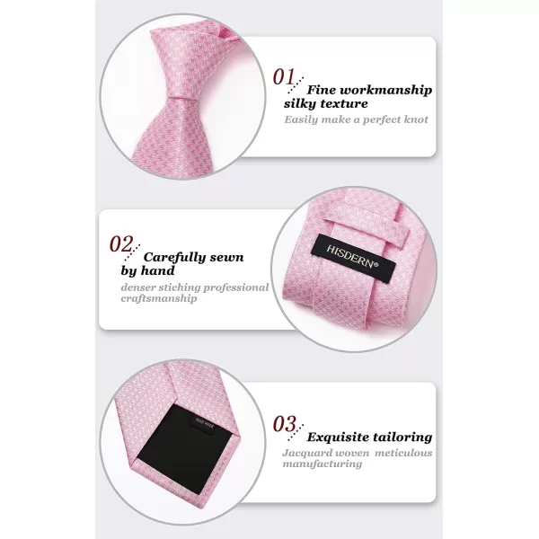 HISDERN Ties for Men Solid Houndstooth Neckties Handkerchief Formal Business Tie &amp; Pocket Square Set Wedding Party