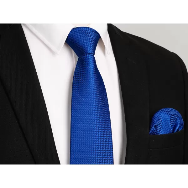 HISDERN Ties for Men Solid Houndstooth Neckties Handkerchief Formal Business Tie &amp; Pocket Square Set Wedding Party