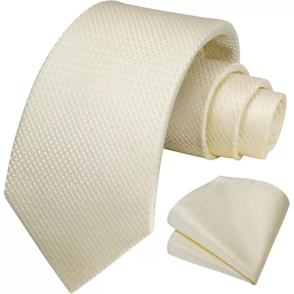 HISDERN Ties for Men Solid Houndstooth Neckties Handkerchief Formal Business Tie &amp; Pocket Square Set Wedding Party