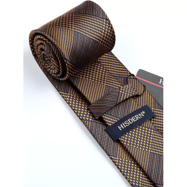 HISDERN Ties for Men Solid Houndstooth Neckties Handkerchief Formal Business Tie &amp; Pocket Square Set Wedding Party