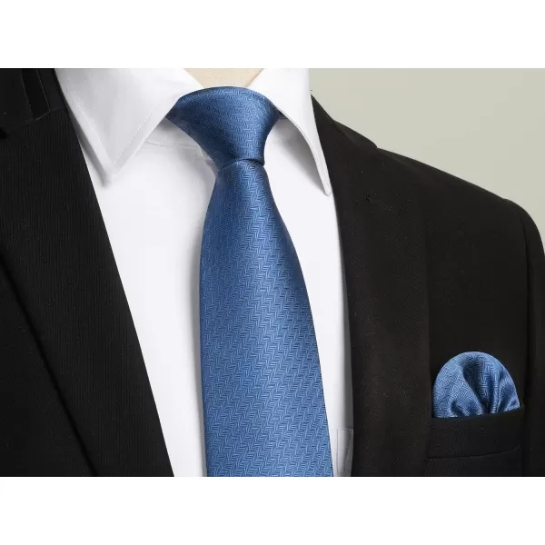 HISDERN Ties for Men Solid Houndstooth Neckties Handkerchief Formal Business Tie &amp; Pocket Square Set Wedding Party