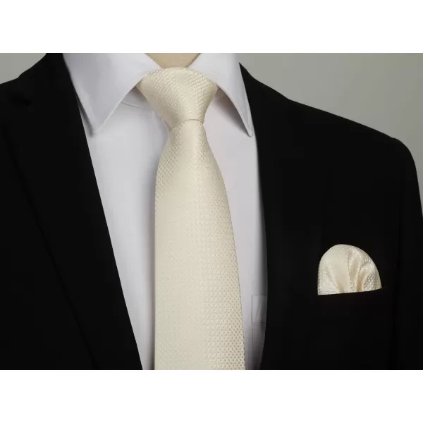 HISDERN Ties for Men Solid Houndstooth Neckties Handkerchief Formal Business Tie &amp; Pocket Square Set Wedding Party