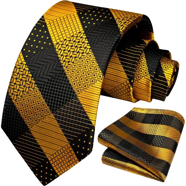 HISDERN Ties for Men Solid Houndstooth Neckties Handkerchief Formal Business Tie &amp; Pocket Square Set Wedding Party