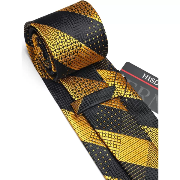 HISDERN Ties for Men Solid Houndstooth Neckties Handkerchief Formal Business Tie &amp; Pocket Square Set Wedding Party