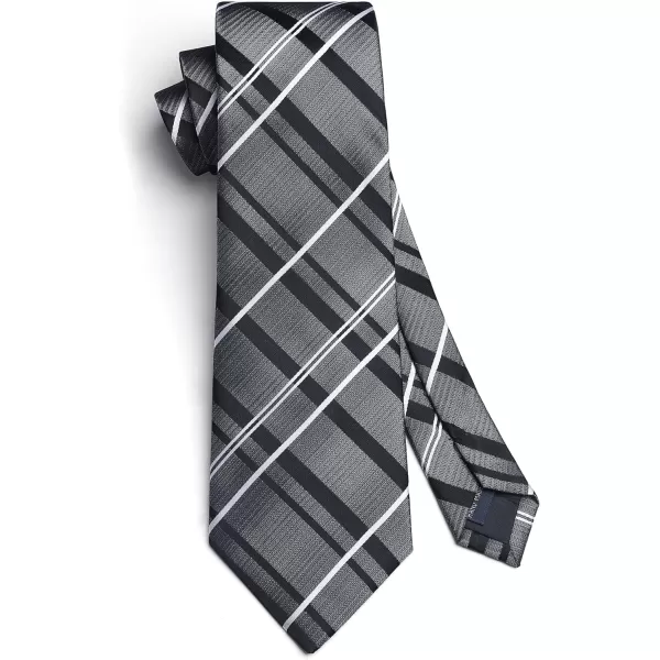 HISDERN Ties for Men Solid Houndstooth Neckties Handkerchief Formal Business Tie &amp; Pocket Square Set Wedding Party