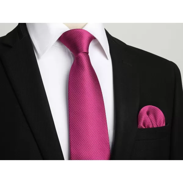 HISDERN Ties for Men Solid Houndstooth Neckties Handkerchief Formal Business Tie &amp; Pocket Square Set Wedding Party