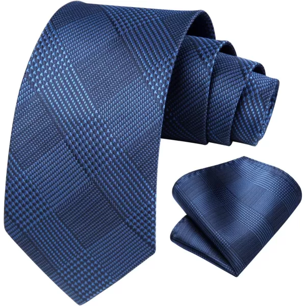 HISDERN Ties for Men Solid Houndstooth Neckties Handkerchief Formal Business Tie &amp; Pocket Square Set Wedding Party