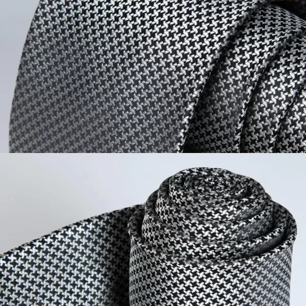 HISDERN Ties for Men Solid Houndstooth Neckties Handkerchief Formal Business Tie &amp; Pocket Square Set Wedding Party