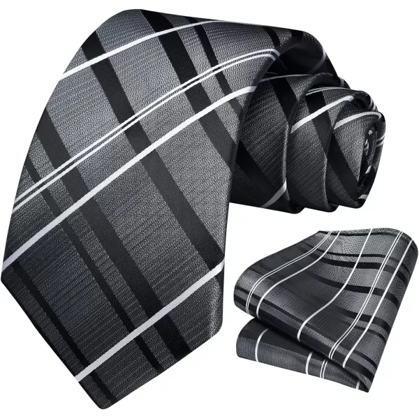 HISDERN Ties for Men Solid Houndstooth Neckties Handkerchief Formal Business Tie &amp; Pocket Square Set Wedding Party