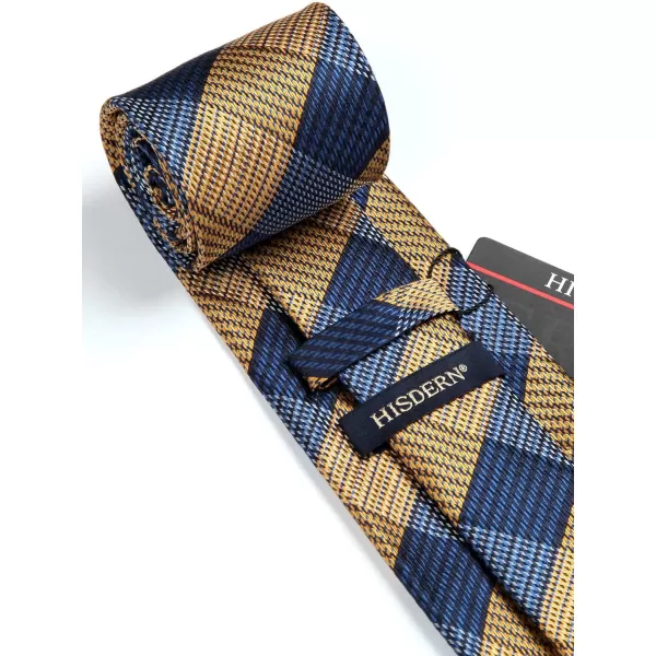 HISDERN Ties for Men Solid Houndstooth Neckties Handkerchief Formal Business Tie &amp; Pocket Square Set Wedding Party