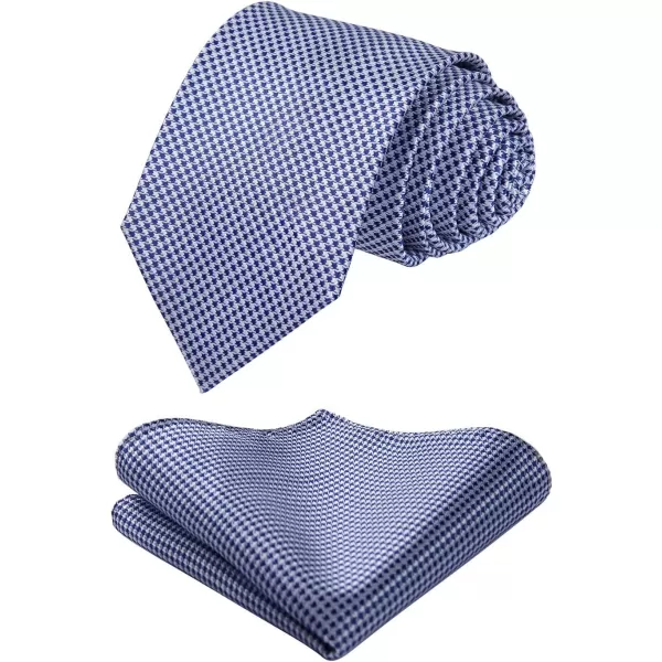 HISDERN Ties for Men Solid Houndstooth Neckties Handkerchief Formal Business Tie &amp; Pocket Square Set Wedding Party