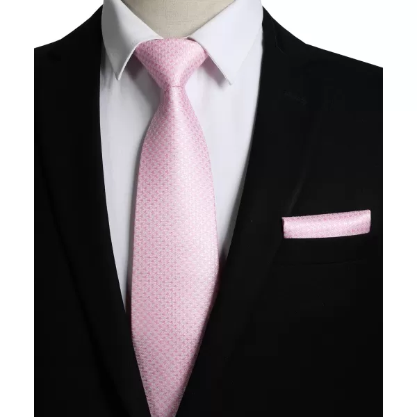 HISDERN Ties for Men Solid Houndstooth Neckties Handkerchief Formal Business Tie &amp; Pocket Square Set Wedding Party