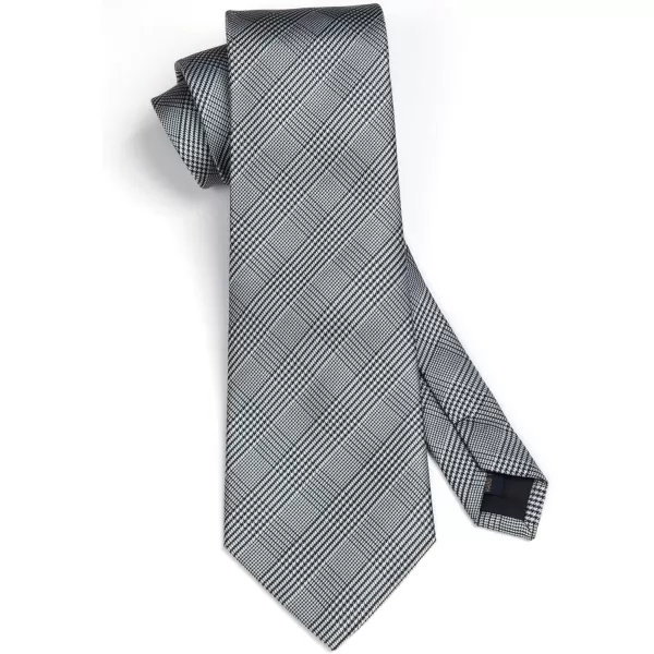 HISDERN Ties for Men Solid Houndstooth Neckties Handkerchief Formal Business Tie &amp; Pocket Square Set Wedding Party