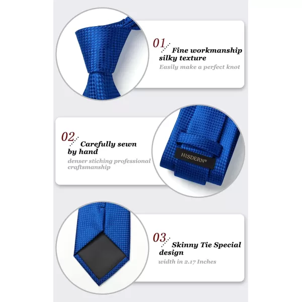 HISDERN Ties for Men Solid Houndstooth Neckties Handkerchief Formal Business Tie &amp; Pocket Square Set Wedding Party