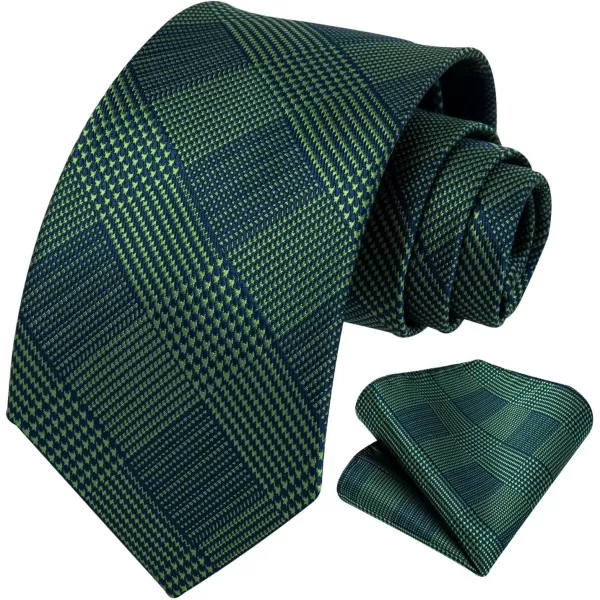 HISDERN Ties for Men Solid Houndstooth Neckties Handkerchief Formal Business Tie &amp; Pocket Square Set Wedding Party