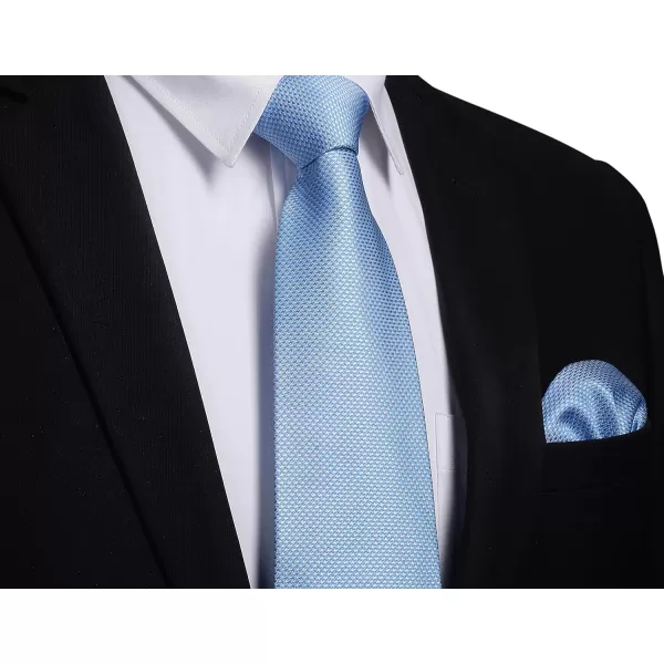 HISDERN Ties for Men Solid Houndstooth Neckties Handkerchief Formal Business Tie &amp; Pocket Square Set Wedding Party